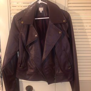 Burgundy/Wine colored aviator leather jacket